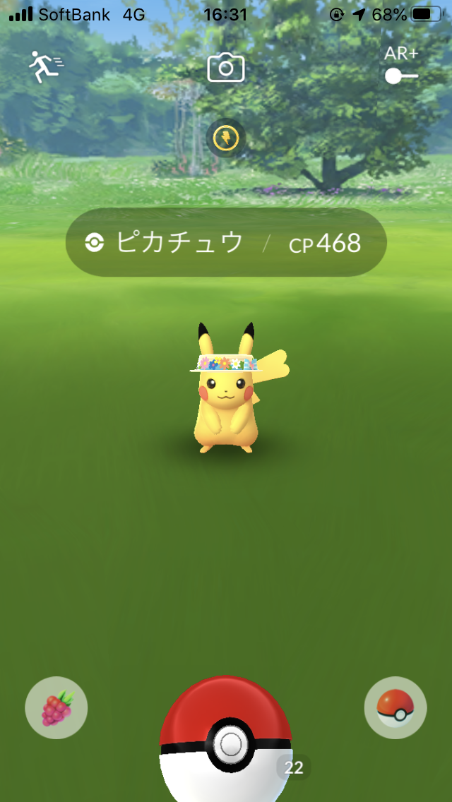 Pokemon GO 花柄の帽子をかぶったピカチュウ