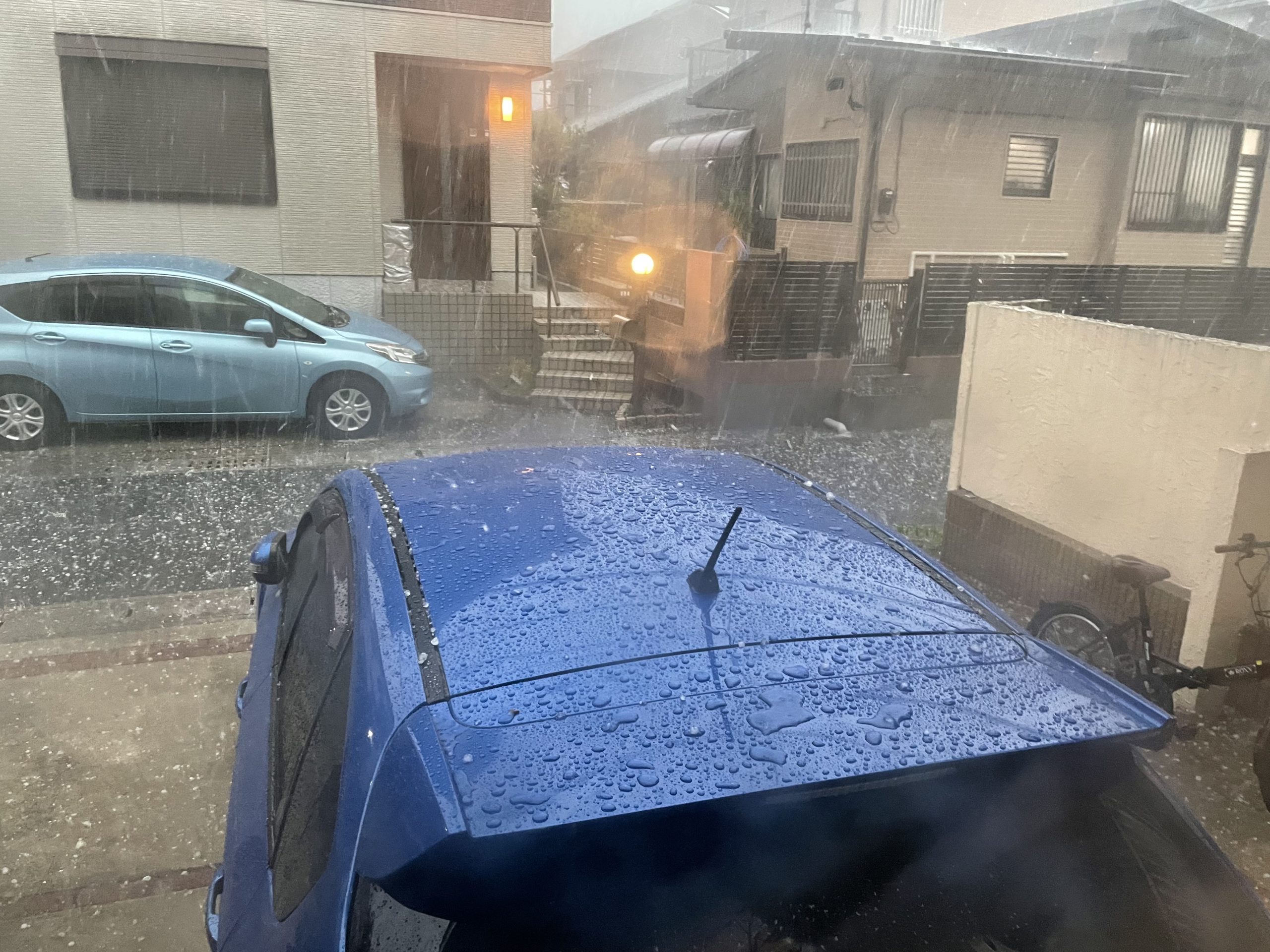 突然の激しい雹にびっくりした